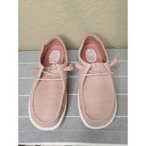 Hey Dude Classic Wendy Stretch Sox Dusty Pink Woven Slip On Shoes Women's